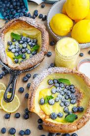 Dutch Babies With Lemon Curd And Blueberries Recipe Yummy Food Blueberry Recipes Food