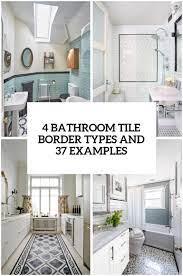 Breaking up the monotony of a shower could be helped by adding color contrast and texture of tile border for bathrooms. 37 Ideas To Use All 4 Bahtroom Border Tile Types Digsdigs