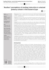 Pdf Teachers Perceptions Of Reading Instruction In Selected Primary Schools In The Eastern Cape