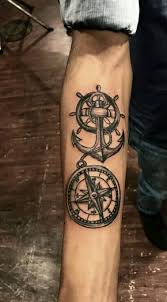 Black and gray compass tattoo on forearm. Compass Tattoo Designs For Men Arms Kata Kata