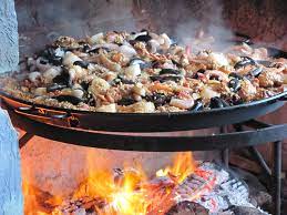 Open Fire Cooked Paella Cooking Over Fire Open Fire Cooking Fire Cooking