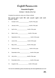 Practice months of the year and ordinal numbers with this esl vocabulary and grammar interactive monkey fun esl learners and teachers can use it to review english vocabulary and grammar or simply practice these words. Ordinals 1 Months Of The Year English Banana