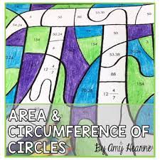Resize a circle and compare its radius, circumference, and area. Color By Answer Pi Day Area And Circumference Of Circles Tpt