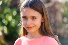 Portrait of little girl in nature stock photo