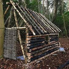 The Door From The Original Fire Den Sits Well In Front Of The Log Cabin Bushcraft Shelter Bushcraft Survival Shelter