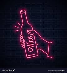Hand Hold Wine Bottle Neon Sign Male Hand Holding Vector Image Affiliate Bottle Neon Wine Hand Ad Neon Signs Custom Neon Signs Neon