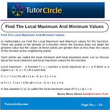 See full list on aplustopper.com Find The Local Maximum And Minimum Values By Tutorcircle Team Issuu