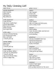 House Cleaning Daily House Cleaning Schedule Checklist Cleaning List Daily Cleaning Clean House