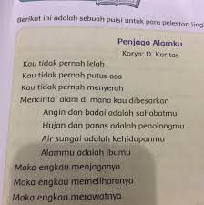 Letak Garis Miring Dari Puisi Di Atas Brainly Co Id