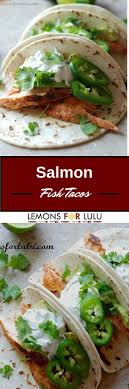While your salmon is cooking, toss together the oranges, avocado, red onion, jalapeño, cilantro and lime juice in a medium bowl until combined. Salmon Fish Tacos With Jalapeno Cream Lemonsforlulu Com Shellfish Recipes Recipes Easy Summer Meals