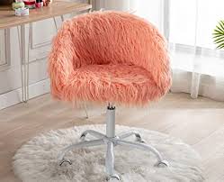 We want to make it easy for you to find the seating your home needs. Amazon Com Guyou Modern Shaggy Dog Long Hair Accent Armchair Office Chair Fuzzy Swivel Makeup Stool Desk Chair With Wide Curved High Back For Living Room Bedroom Dressing Room Coral Pink Kitchen Dining