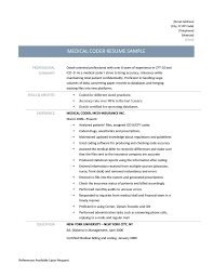 medical coder resume samples templates
