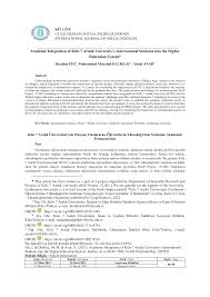 Academic Integration of Kilis 7 Aralık Universitys International Students  into the Higher Education System