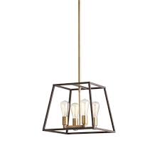 Monteaux Lighting Retro 4 Light Antique Brass With Dark Bronze Pendant Kitchenlighting Gold Pendant Lighting Gold Pendant Light Fixture Pendant Light Fixtures