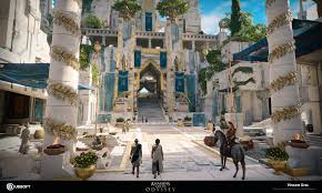 Artstation Assassin S Creed Odyssey Judgment Of Atlantis Doma Of Ampheres Vincent Gros Fantasy Landscape Fantasy City Fantasy Art Landscapes