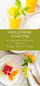 Vanillecremeschnitten Mit Aprikosenkompott Rezepte Lebensmittel Essen Kulinarisch
