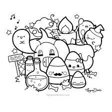 Halloween Kawaii Doodle Free Coloring Page Halloween Coloring Pages Cute Coloring Pages Chibi Coloring Pages