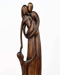 Family Sculpture Gift For Family Wood Statue 4 Family Of 4 Etsy Family Sculpture Wood Statues Carving