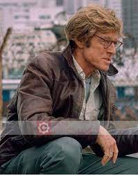 Robert Redford Leather Jacket Nathan Muir Spy Game Jacket Distressed Leather Jacket Movies Outfit Brown Leather Jacket