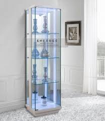 Furniture Modern And Inspiring Fully Glass Display Cabinet With Four Level Sheves And Blu Display Cabinet Modern Glass Cabinets Display Kitchen Display Cabinet