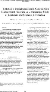 Universiti teknologi mara (uitm) cawangan sarawak 94300 kota samarahan, sarawak malaysia tel: Soft Skills Implementation In Construction Management Program A Comparative Study Of Lecturers And Students Perspective Pdf Free Download