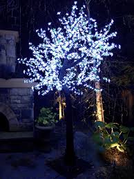 9ft Simulation Trunk Cool White Led Cherry Blossom Tree W Green Leaves Outdoor Led Tree Cherry Blossom Tree Blossom Trees