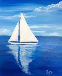 White Sails Sailboat Painting Sailing Painting Sailboat Art