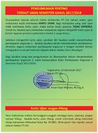 Semakan keputusan kursus persediaan pelajar ke timur tengah 2018. Fakultas Teknologi Industri Universitas Islam Indonesia