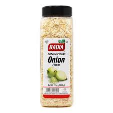 A tablespoon of onion powder equals about a medium sized onion, which would be about a cup, chopped. Onion Flakes 14 Oz Badia Spices