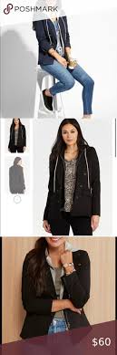 Evereve Jamison Canaan Hooded Navy Blazer Career Wear Fall Fashion Colors Navy Blazer