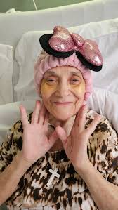 Avon lady selling Disney headbands and eye patches