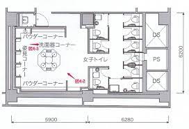 図4 1 福岡parco女子トイレの平面図 4 平面図 インテリア 模型 女子トイレ