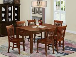 east west furniture duno7 mah w 7 pc dining table and chairs set included a modern dining solid wood dining chairs formal dining room sets classic dining room