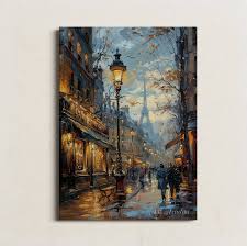 Charming Parisian Street at Dusk with Eiffel Tower