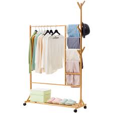 An interesting wooden garment rack of generous proportions that dates back to the qing dyansty. Wooden Garment Rack Storage Coat Cloth Stand Shoe Bag Hat Hanger Bamboo Holder Alexnld Com