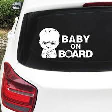 19 7cm 11 2cm Baby On Board Boss Cute Baby Funny Vinyl Car Decal Sticker Black Silver Rw 061 Car Stickers Aliexpress