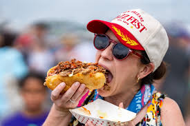 Olivia Vidal enjoying Cochon de Lait Poboy