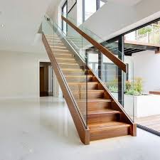 Hot Item Prefab Steel Stair Stringers Glass Railing Wood Stair Glass Staircase Glass Railing Stairs Steel Stairs Wood Staircase