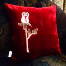 The chairs were easy to put together however, the fabric/seam keeps moving on the cushion so we're constantly repositioning it. The Imperial Rose Cushion By Www Nimishaverma Com Red Velvet Front Hand Done Antique Zari Rose With Sequence Petals G Imperial Roses Handcraft Gold Brocade