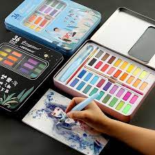 Bgln Solid Watercolor Paint Set 36 Color Children Beginners Hand Painted Water Color Painting Solid Art Supplies Watercolor Paint Set Paint Set Art Painting Tools