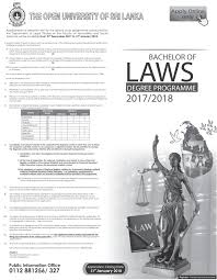 Bachelor Of Laws Degree Programme 2017 2018 The Open University Of Sri Lanka Bachelor Of Laws Degree Program Law Degree