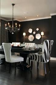 Black and white designs make a modern, sophisticated and elegant combination of colors. Glamour Dining Room Ideas Solid Dark Wood Table Black Wall Paint Image White Photos Decoration House N Decor