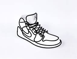 Single Line Drawing Perspectival Anamorphosis Of A Nike Air Jordan On Its Real Life Model Creating The Illusion Of Wearing A Piec Air Jordans Sneaker Art Nike
