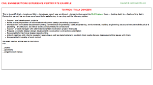 A sample dating format for man. Civil Engineer Experience Certificate