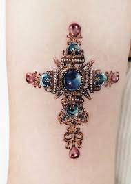 38x31 mm (1 1/2 x 1 1/4), suspension loop intact but delicate. Antique Cross Tattoo Tat2o