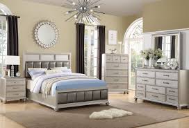 Bold Elegant The Olivia Bedroom Set Is Silver With Vertical Faux Leather Dark Grey Uphol Modern Queen Bed Frame Ashley Furniture Living Room Queen Bed Frame