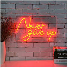Never Give Up Led Neon Sign Lights Art Wall Decorative Lights Red Amazon Com In 2020 Neon Signs Led Neon Signs Sign Lighting