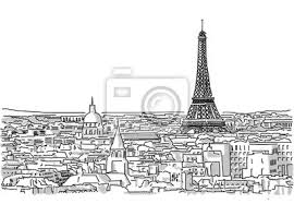 Uber Die Dacher Von Paris Handgefertigte Zeichnung Mit Dem Eiffelturm Fototapete Fototapeten Tour Tourismus Historisches Gebaude Dachterrasse Myloview De