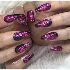 Pink Black And Glitter Nails Glitternails Nails Nailart Margaritasnailz Coffinnails Nailfashion Gelnails Vetrogel Nailart Pink Glitter Nails Coffin Nails Designs Purple Nails