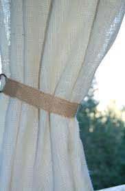 Rustic Burlap Curtain Tie Back With Metal Rings Etsy Curtain Tie Backs Curtain Tie Backs Diy Burlap Curtains